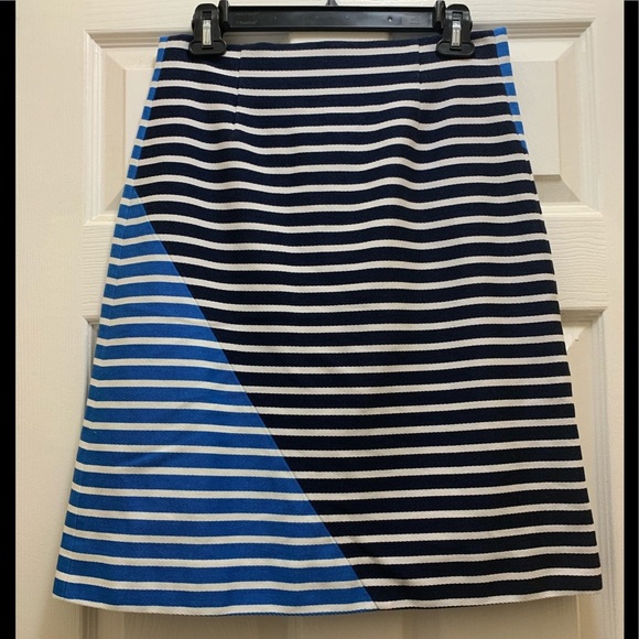 J. Crew blue, black and white striped A-line skirt - Picture 1 of 4